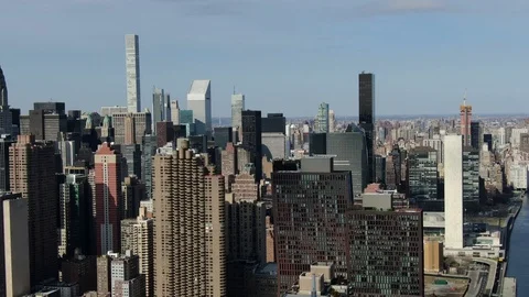 East River View Toward the Midtown Manhattan Skyline Stock-Footage 126892922