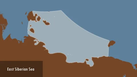 East Siberian Sea. Solid map. Patterson Cylindrical. Close-up Stock Footage 297560598