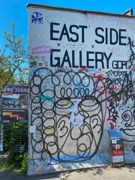 East Side Gallery at Berlin Wall in Berlin Stock Photos