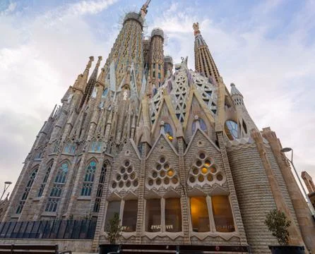 The east side or the back side of Sagrada Familia, Barcelona, Spain Stock Photos