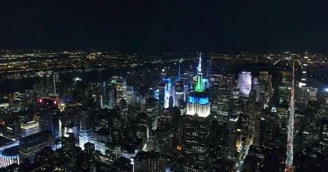 East Side rooftops panoramic high angle aerial view in New York City Stock Footage 76969129