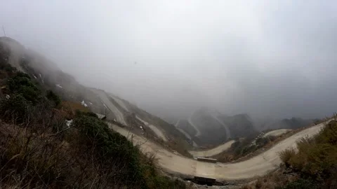 East Sikkim Silk Route Zig Zag Road During March Stock Footage 268870985