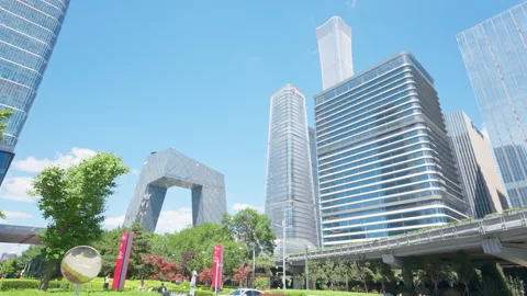 East Third Ring Road Featuring China Zun and CCTV Headquarters Stock Footage 336916326
