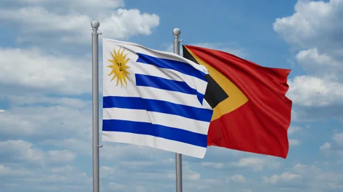East Timor and Uruguay flags Stock Footage 270060914