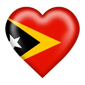 East Timor flag heart button with clipping path 3d illustration Stock Illustration