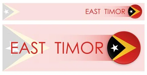 East Timor flag horizontal web banner in modern neomorphism style. Webpage .. Stock Illustration