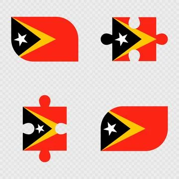 East Timor Flag Rounded Shapes and Puzzle Set. Stockillustratie