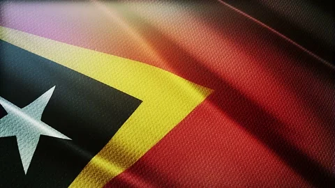 East Timor flag is waving 3D animation. East Timor flag waving in the wind. Stock Footage 142223740