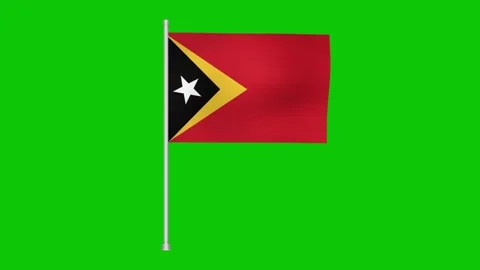 East timor flag waving against a green screen backdrop creating a nationalistic Stock Footage 317543176