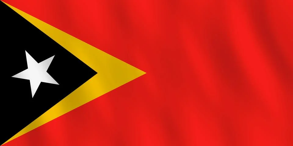 East Timor flag with waving effect, official proportion. Stock Illustration
