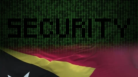East Timor flag - Waving flag on matrix binary code background Stock Footage 321422246