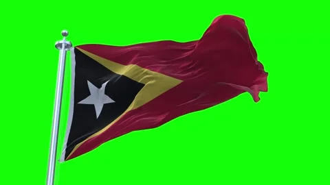 East Timor Flag Waving in Loopable and Textured green screen background Stock Footage 296876617