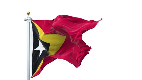 East Timor flag waving looping with transparent background. Stockbeeldmateriaal 312868930
