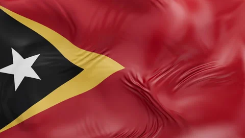 East Timor flag waving Timor Leste Seamless silk flag 3d animation slow motion Stock-Footage 337773123