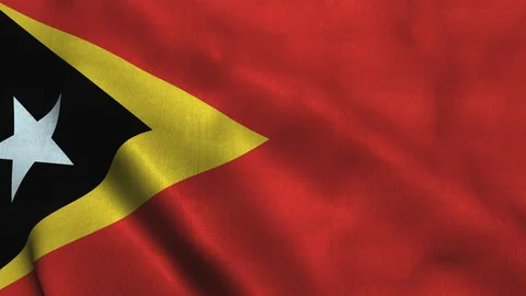 East Timor flag waving in the wind. National flag Republic of Timor-Leste Stock Footage 124594364