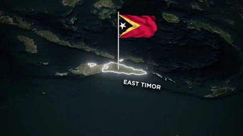 East Timor Glowing Border Map Animation with 3D Waving of East Timor Nation.. Video stock 330298621
