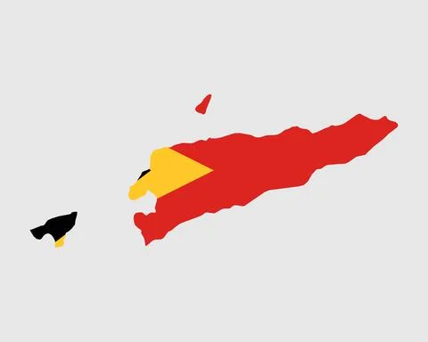 East Timor Map Flag. Map of Timor-Leste with the East Timorese country banner Stock Illustration