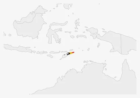 East Timor map highlighted in Timor-Leste flag colors 库存插图