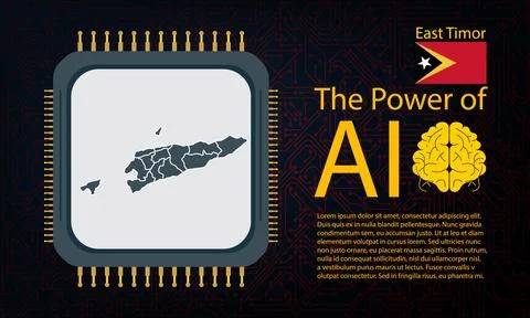 East Timor map with microchip war and AI concept on circuit board, Power of.. イラスト素材