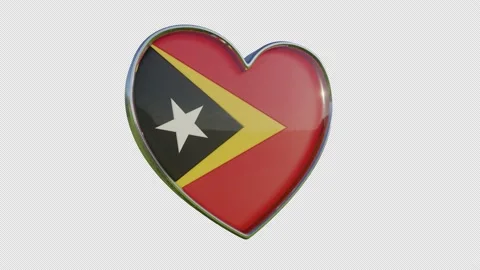 East Timor or Timor-Leste Flag in the Shape of 3D Heart. Stock Footage 143310897