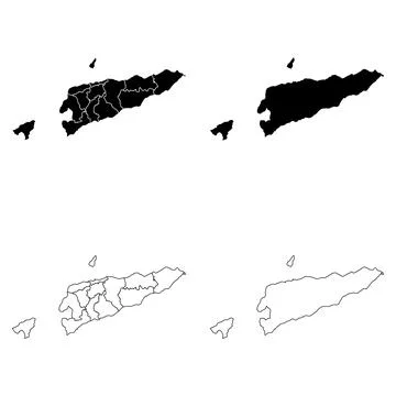 East Timor Outline and Solid Fill Map Set. 스톡 일러스트