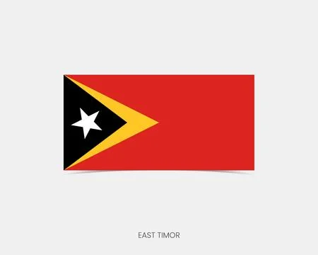 East Timor Rectangle flag icon with shadow. Stock Illustration