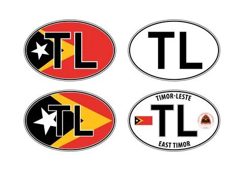East Timor - Timor-Leste, oval international vehicle car sticker Stock Illustration