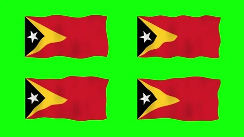 East Timor Waving Flag 2D Animation on Green Screen Background. Looping sea.. Stock Footage 228072984