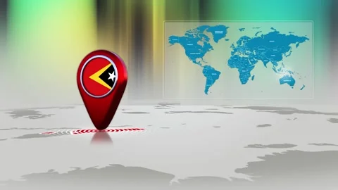 East Timor World Map Pin Location Background Loop 4k Stock Footage 341815666