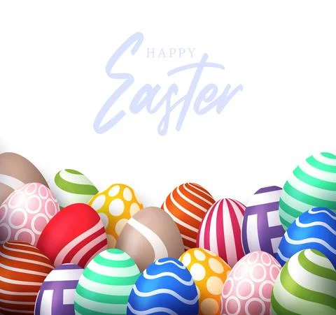 Easter 2021 poster with empty space. Banner template with Easter eggs on the  Stock Illustration
