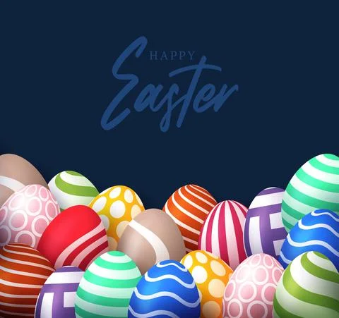 Easter 2021 poster with empty space. Banner template with Easter eggs on the  Stock Illustration