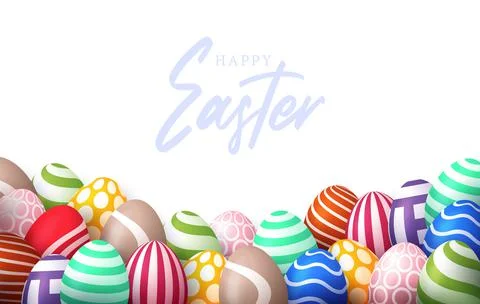Easter 2021 poster with empty space. Banner template with Easter eggs on the  Stock Illustration
