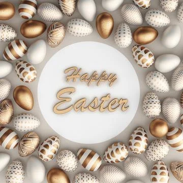 Easter 3D eggs frame illustration. Happy Easter greeting card Stock Illustration