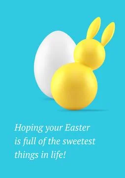 Easter 3d greeting card religious holiday congratulations bunny chicken egg.. Stockillustratie