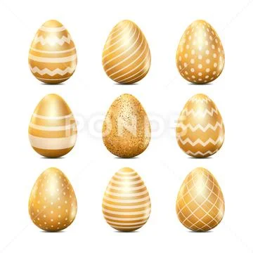 Easter 3d realistic eggs with geometric texture. Vector holiday design elemen Stock Illustrationen