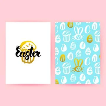 Easter 80s Style Posters Stock Illustration