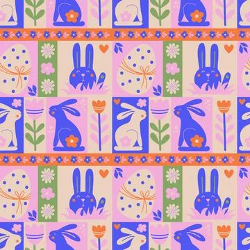 Easter abstract seamless pattern. Repeatable geometric pattern tile design .. イラスト素材