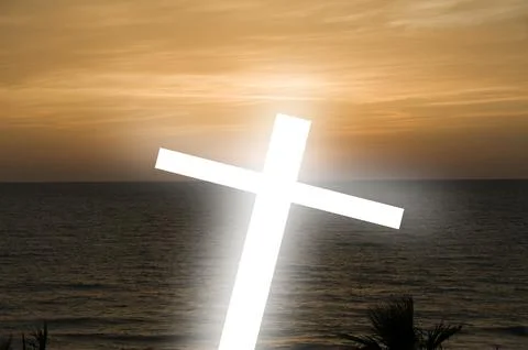 Easter and good friday concept with the cross shining for hope Stock Photos