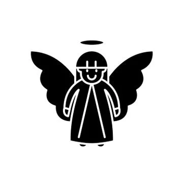 Easter angel black icon, vector sign on isolated background. Easter angel Illustrazione stock