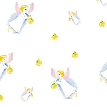 Easter angel watercolor pattern isolated Stock Illustration