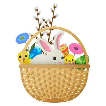 Easter Animals, Flowers and Eggs Illustration Stock Illustration