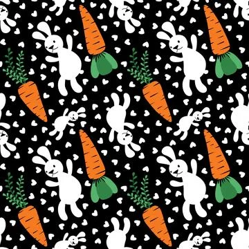 Easter animals seamless rabbit and carrot pattern for wrapping paper Stock Illustration