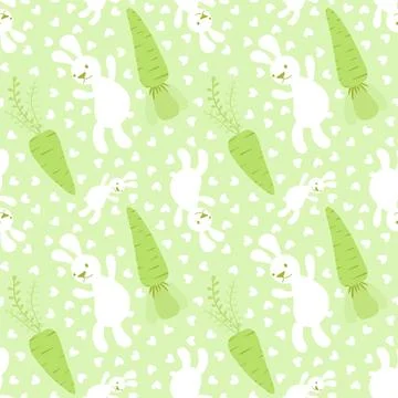Easter animals seamless rabbit and carrot pattern for wrapping paper and fa.. Stockillustratie