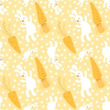 Easter animals seamless rabbit and carrot pattern for wrapping paper and fa.. Stock Illustration