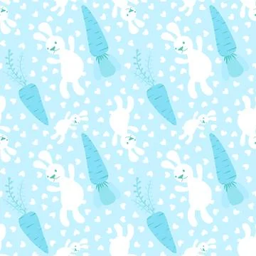 Easter animals seamless rabbit and carrot pattern for wrapping paper and fa.. Stock Illustration