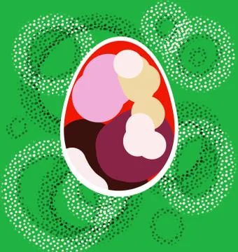 Easter art egg on a green background for decoration Illustrazione stock