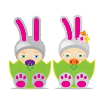 Easter Babies Bunny Stock Illustration