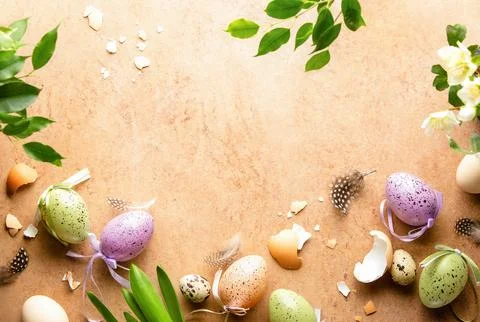 Easter backdrop or template with blank space for a greeting text Stock Photos