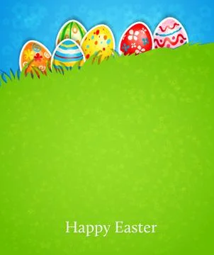 Easter background and egg in grass 스톡 일러스트
