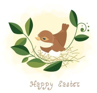 Easter background - bird in nest Stock Illustration